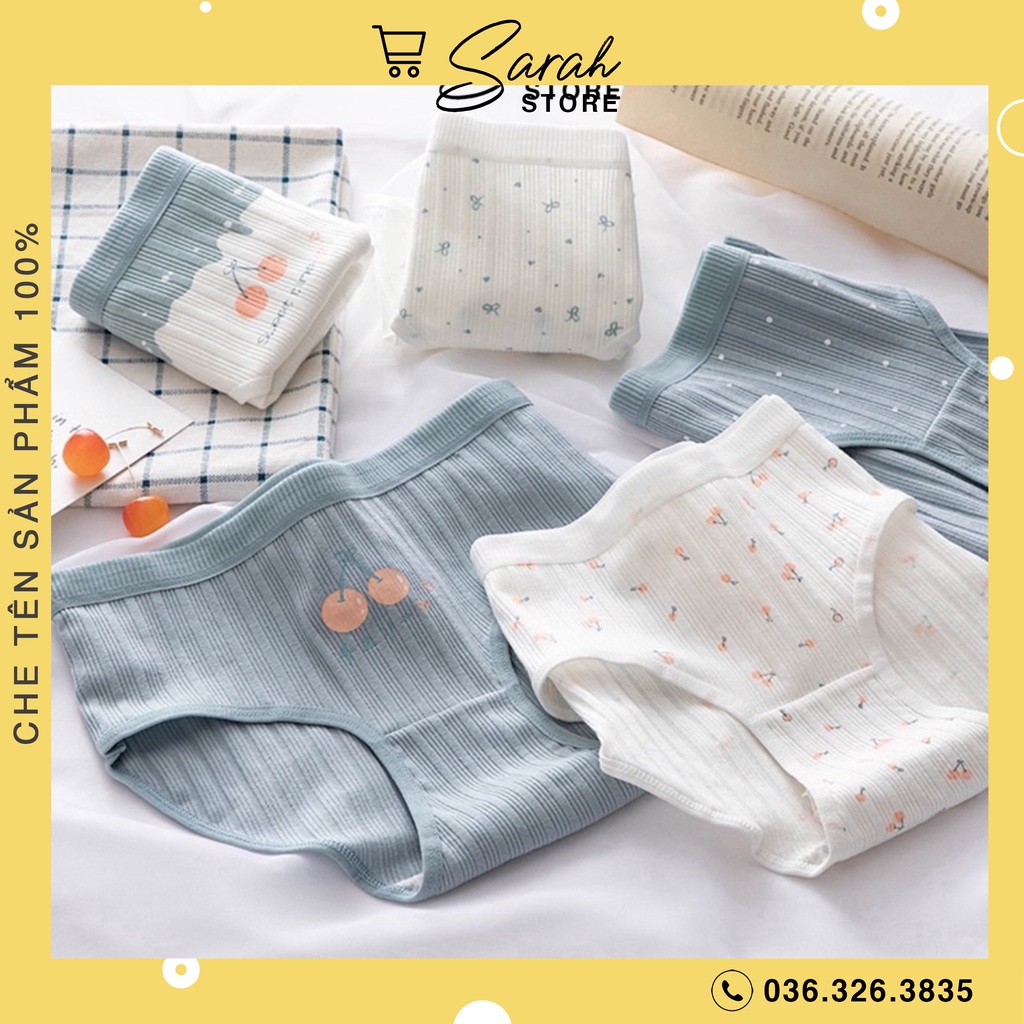 Quần Lót Cotton Tăm Tre 4D Họa Tiết Cherry Dễ Thương