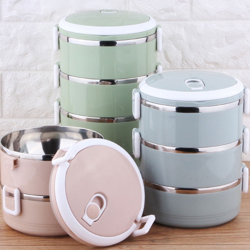 HỘP ĐỰNG CƠM( CÀ MEN) 2,3 ,4 TẦNG INOX BẰNG LÚA MẠCH - CÓ QUAI XÁCH DỄ CẦM NẮM