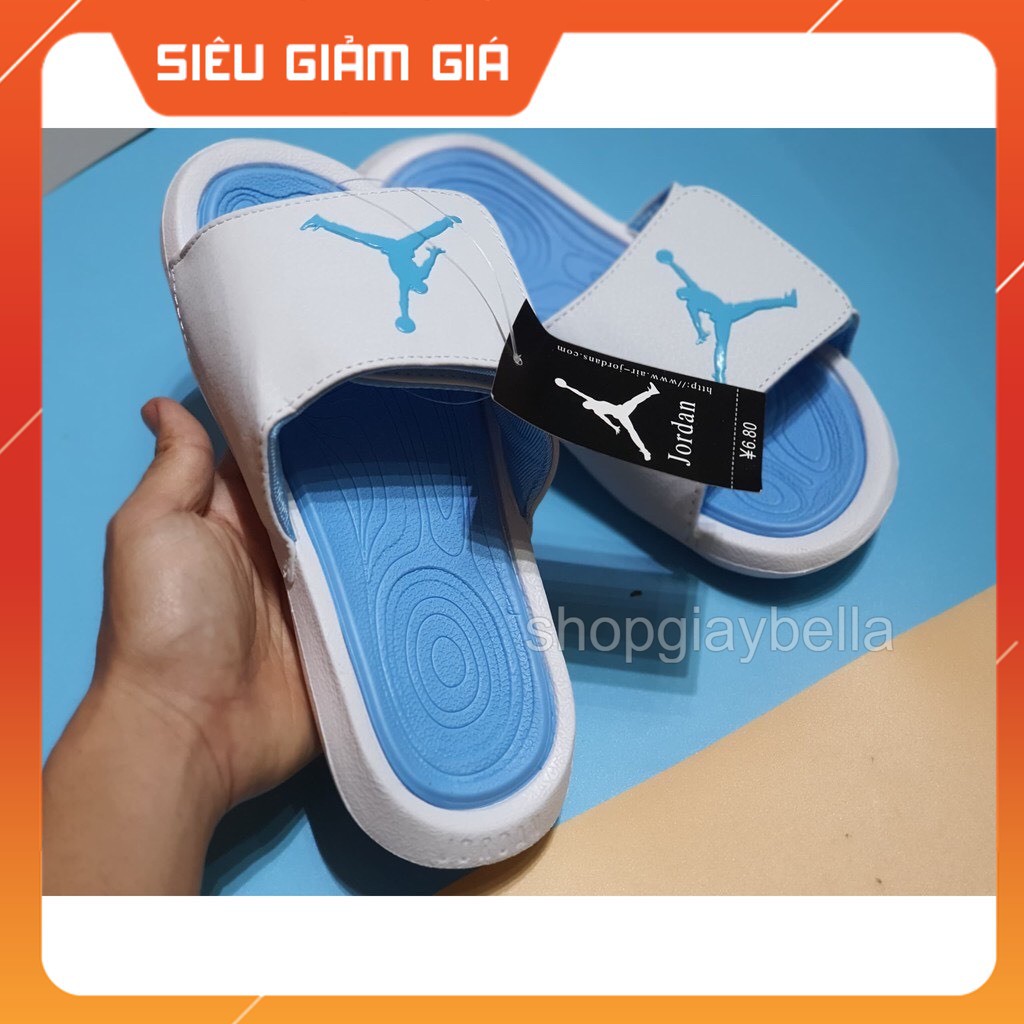 🎁Hàng sẵn + Hộp + Freeship🎁 Dép quai ngang jordan hydro 6 nam nữ màu trắng - xanh ngọc