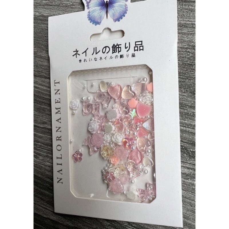 Khay phụ kiện hoa thạch nail mix 6 màu rất xinh – hoa thạch nhí nail mix bi trang trí móng phong cách Hàn Nhật