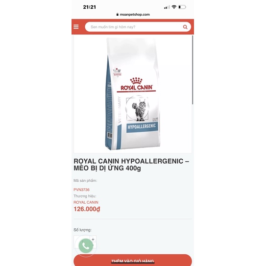 Royal Canin mèo dị ứng Hypo 400G