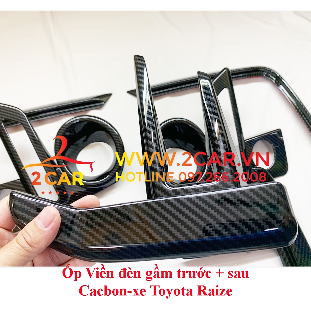 Ốp viền đèn gầm trước, sau CACBON xe Toyota Raize 2021- 2022, Vân Carbon cao cấp