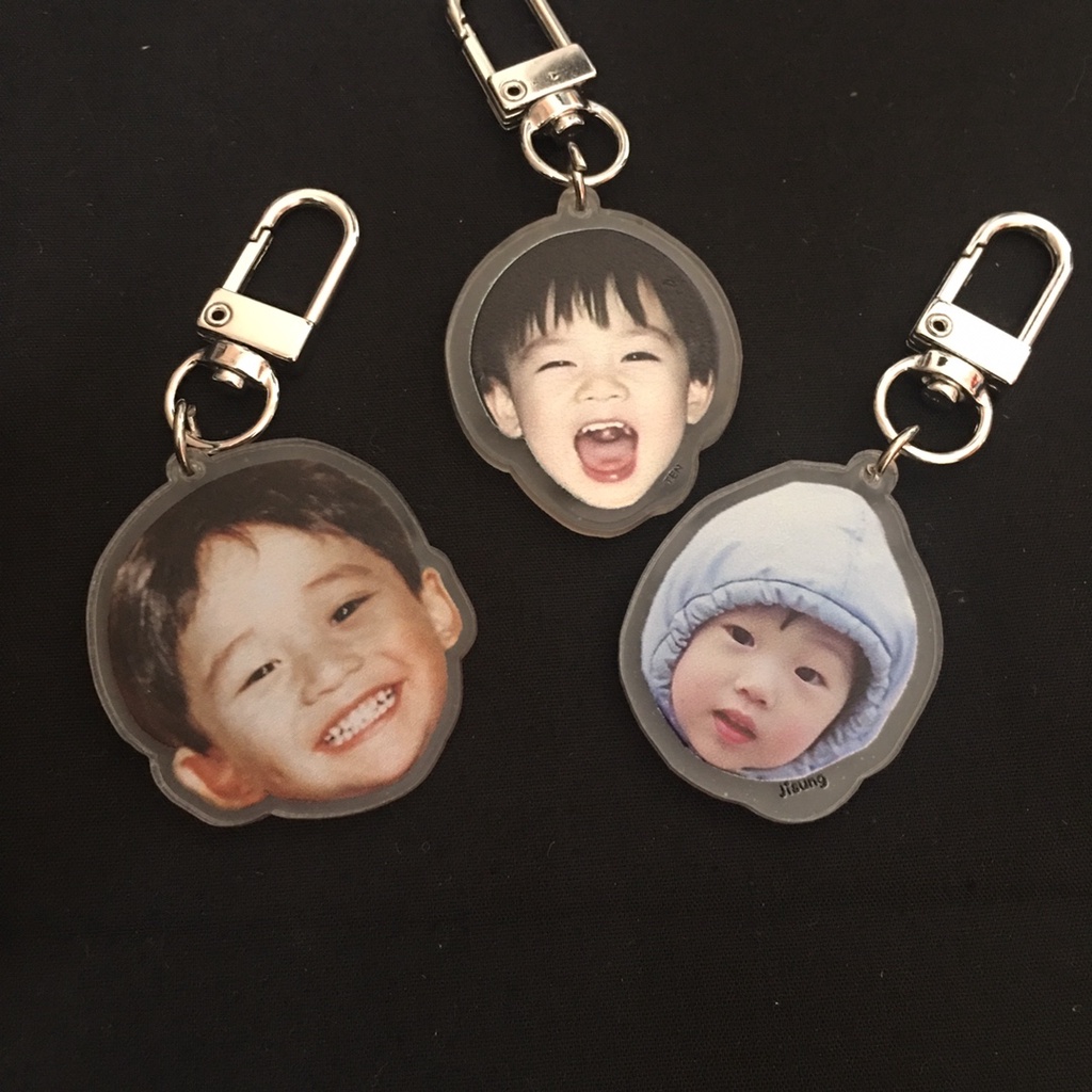 Móc khóa acrylic mặt hình ảnh đầu thành viên nhóm nhạc NCT Dream Jisung thời nhỏ hoạt hình treo túi xách điện thoại