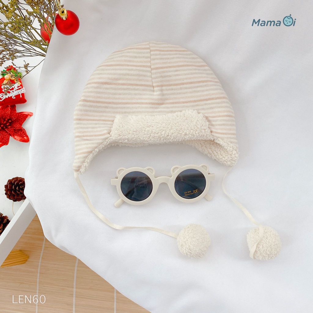 LEN60 Nón len cho bé sơ sinh có lót lớp lông cừu siêu mềm mại cho bé 0-24 tháng của Mama Ơi- Thời trang cho bé