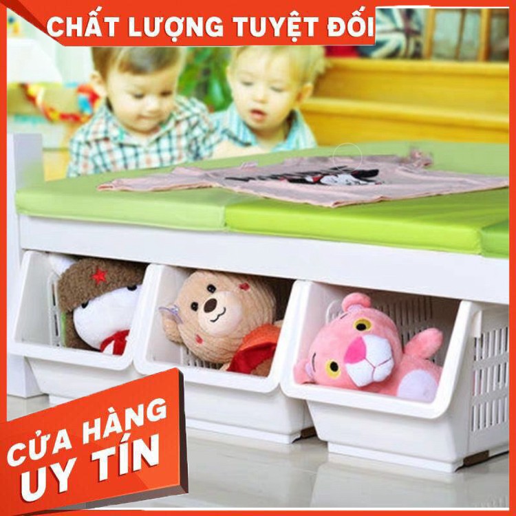 Kệ rổ nhựa 4 tầng đựng đồ đa năng cao cấp dễ tháo lắp, không nắp và bánh xe (tặng một chổi vệ sinh bếp từ mini )