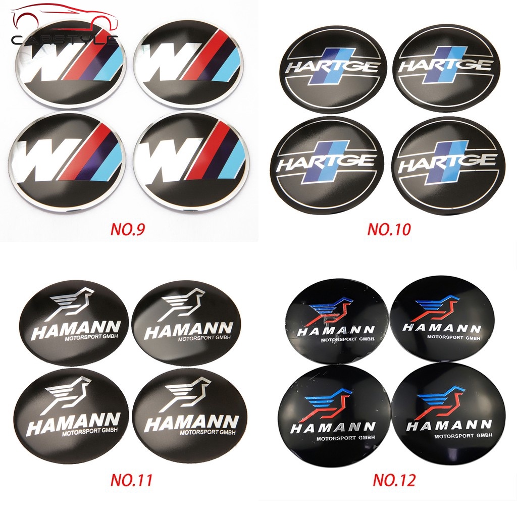 Bộ 4 nút hình logo tròn 56mm cho trang trí mâm bánh xe BMW M Power Alpina AC Hamann Hartge
