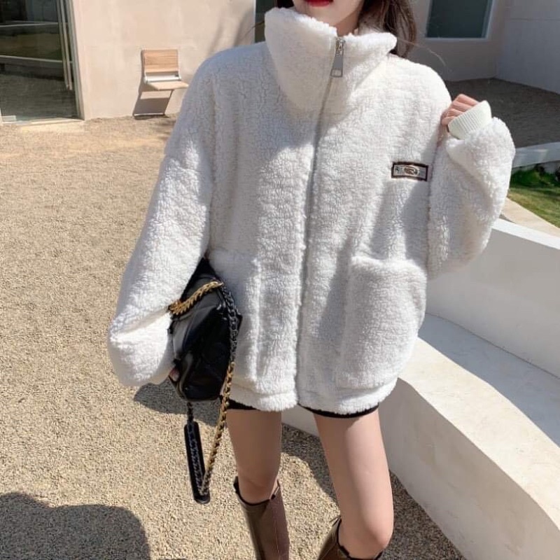 Áo khoác lông logo túi ốp + bo tay COA699