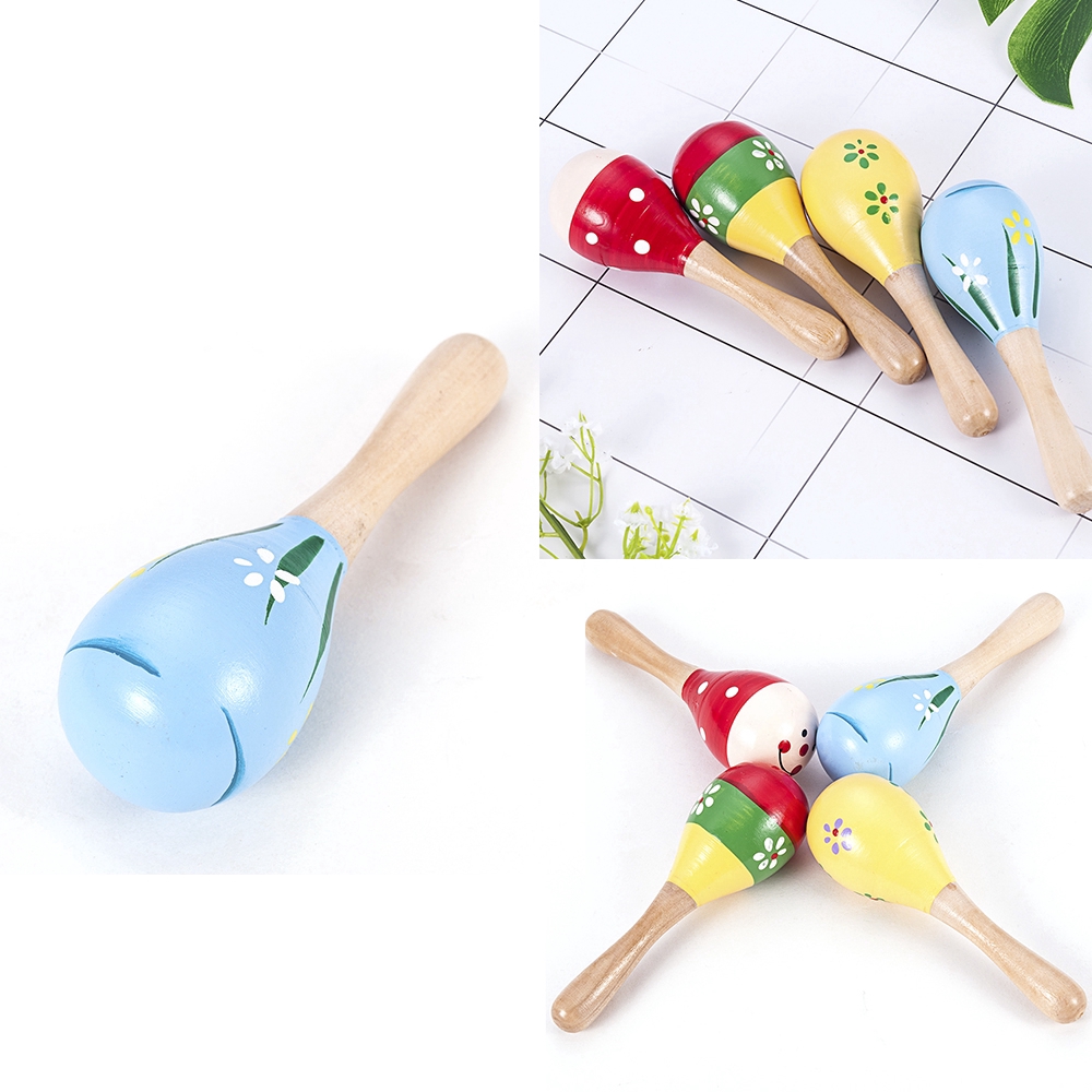Đồ chơi lục lạc cầm tay Maraca bằng gỗ nhiều màu sắc dành cho bé