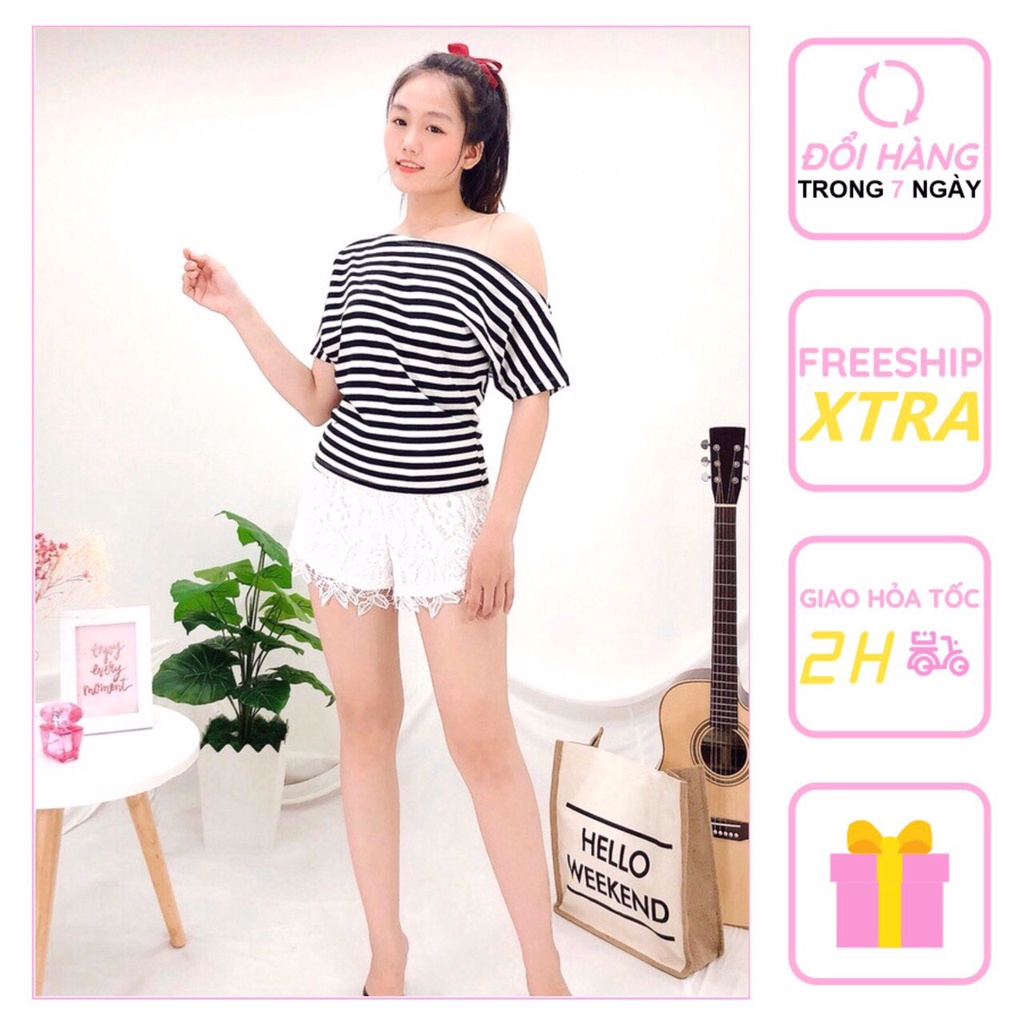 [FREESHIP 50K] [ẢNH THẬT +VIDEO THẬT ] [GIÁ SỐC ] ÁO THUN CỔ TRÒN NỮ NHISTORE  SỌC TRẮNG ĐEN  FORM RỘNG DƯỚI 60KG