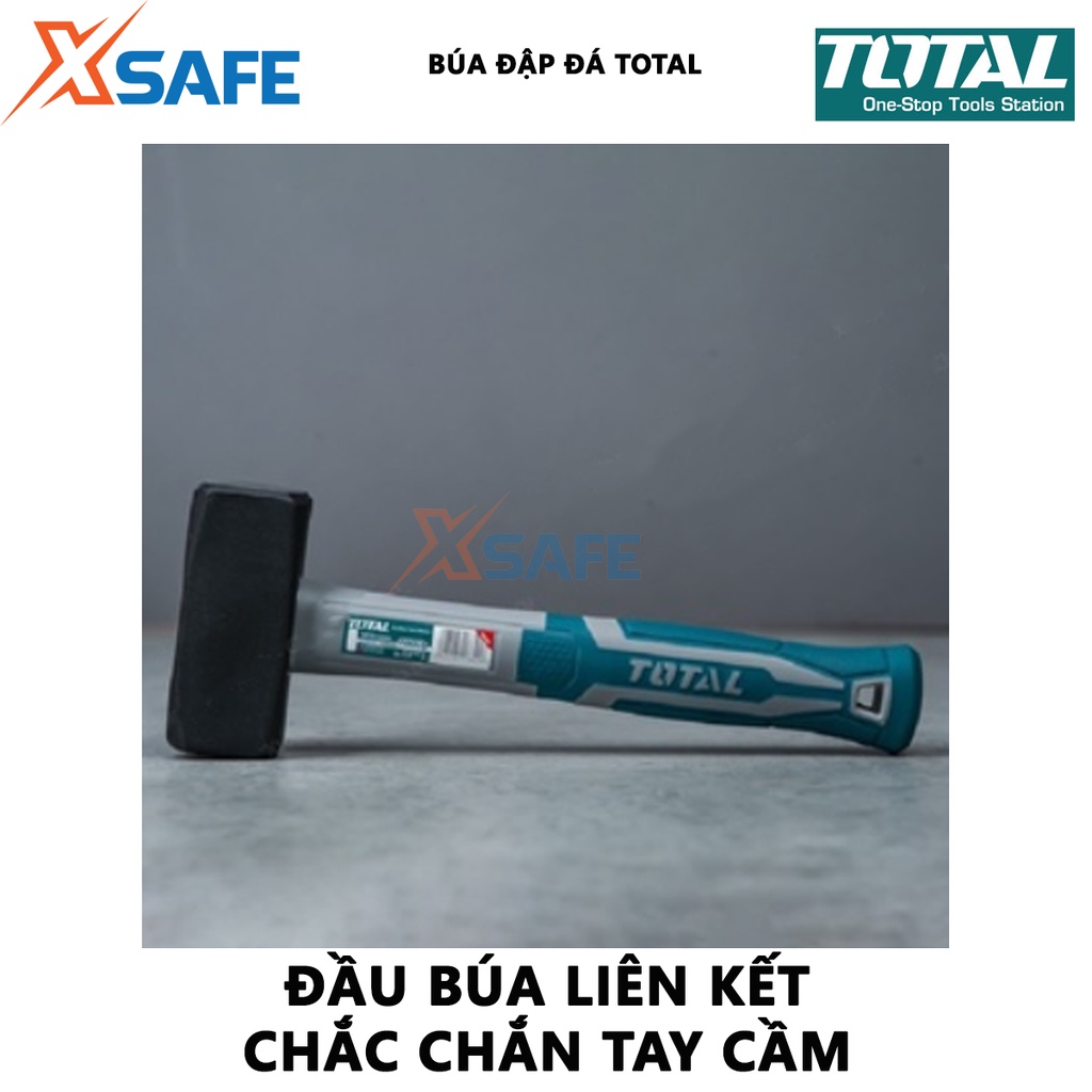 Búa tạ đập đá TOTAL đầu búa 1-2kg dùng đập vỡ vật liệu to lớn, cứng rắn, gạch đá - chính hãng - xsafe