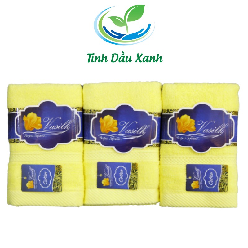 Khăn mặt cao cấp Tinh Dầu Xanh 100% chất liệu cotton vasilk kích thước 28 x40 cm