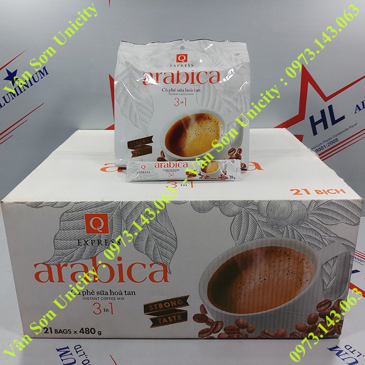 Thùng cà phê cà phê sữa Arabica Trần Quang 21 bịch 480g (24 gói * 20g)