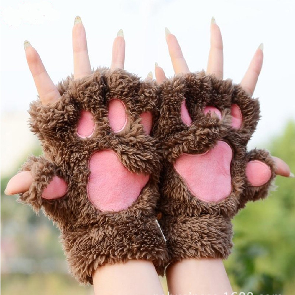 Găng tay hở ngón hình vuốt gấu, mèo đáng yêu cho nữ