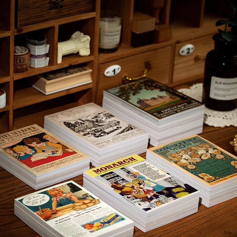 Set 60 tấm giấy phong cách Vintage dùng để trang trí album