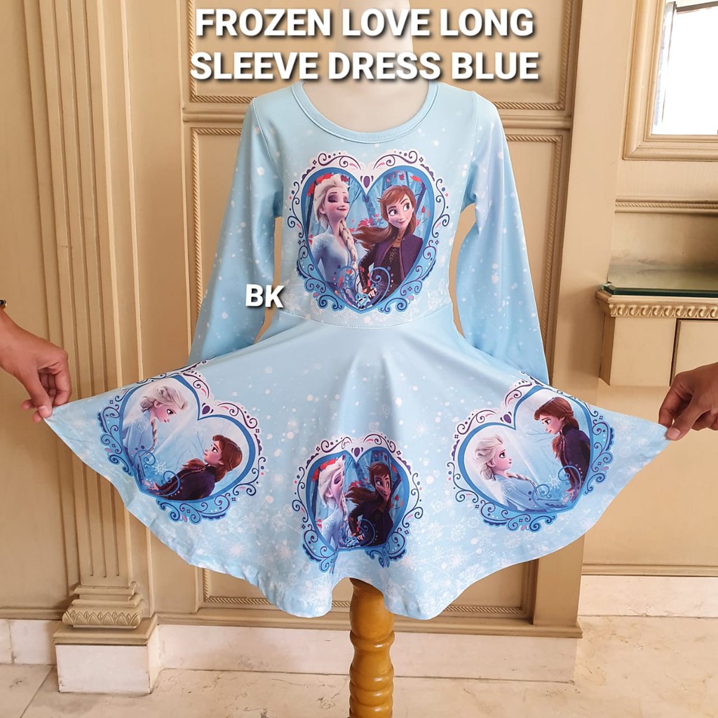 Đầm Công Chúa Tay Dài In Hình Elsa Ana Frozen 2 Nhập Khẩu Từ Phim Frozen Cho Bé Gái