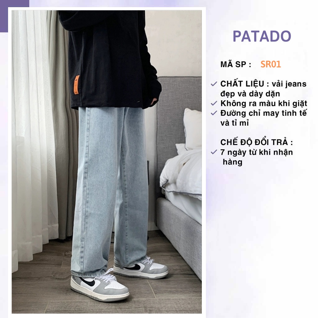 Quần jean nam baggy ống rộng suông đứng chất bò cao cấp PATADO SR01 hottrend 2022 | BigBuy360 - bigbuy360.vn