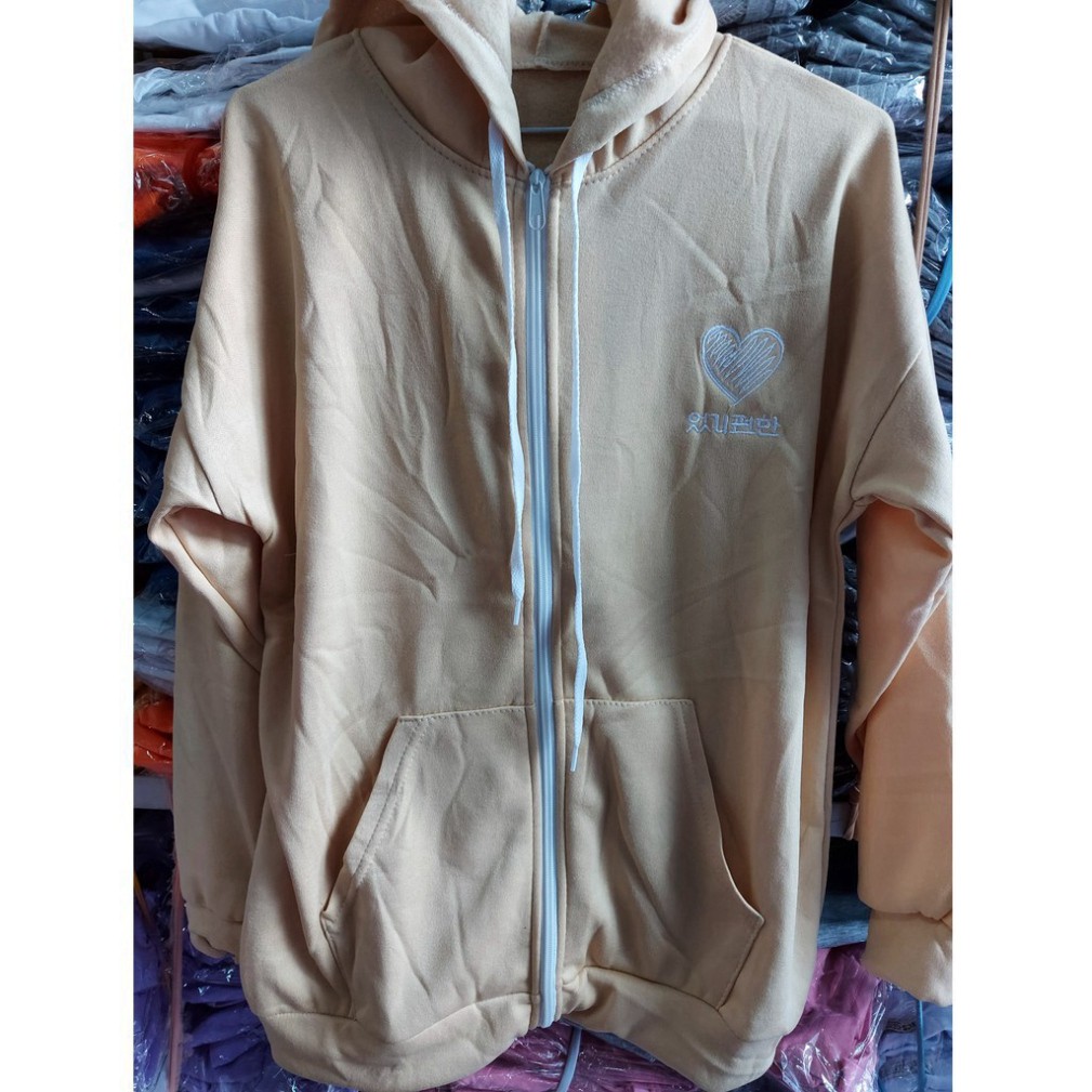 Áo Hoodie Unisex, Áo Khoác Nam Nữ Màu Trơn Họa Tiết Trái Tim (có ảnh thật) Freesize 40kg - 55kg | BigBuy360 - bigbuy360.vn