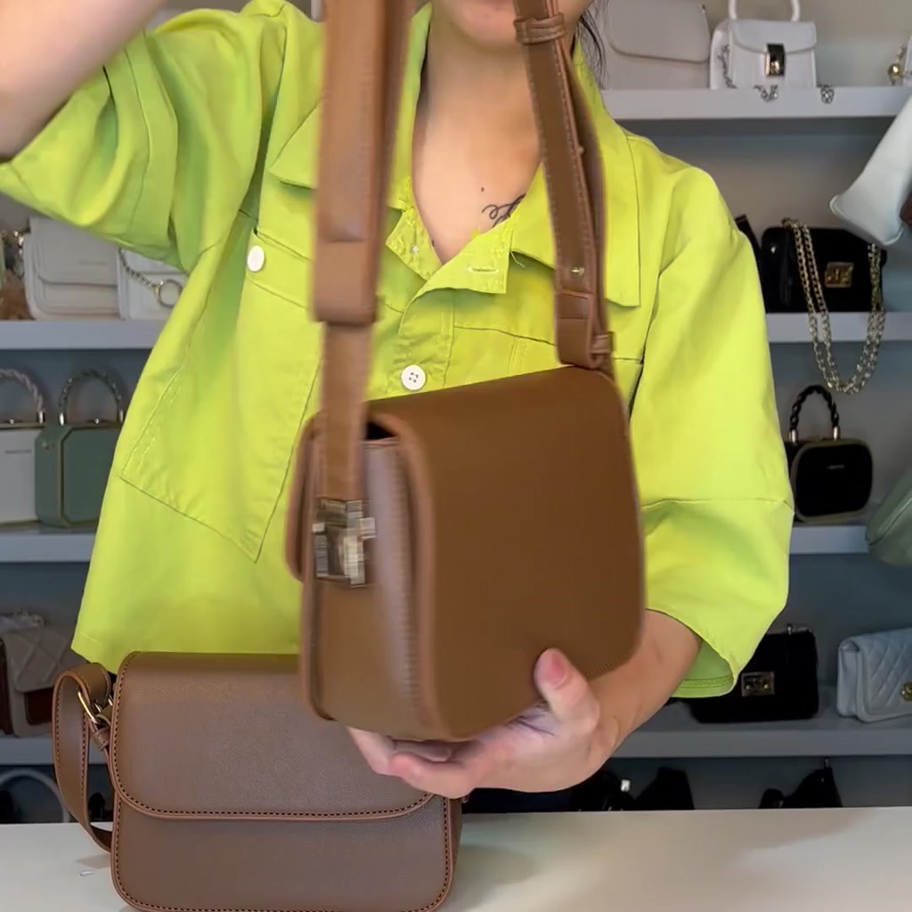 Túi xách nữ đẹp đeo chéo kẹp nách đeo vai da pu cao cấp nắp gập dáng trơn màu sắc basic dễ phối đồ | BigBuy360 - bigbuy360.vn