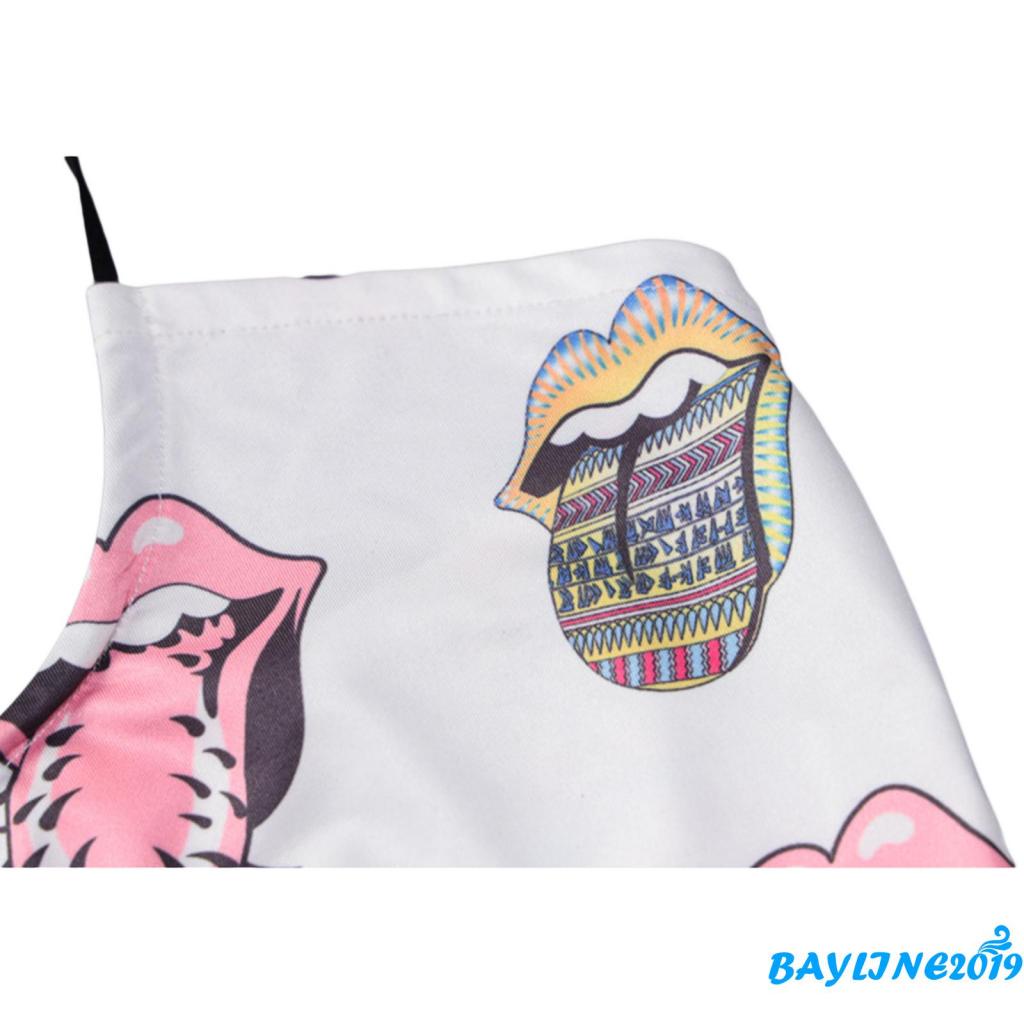 Áo Lửng Hai Dây Hở Lưng Dáng Ôm In Họa Tiết Độc Đáo Thời Trang Quyến Rũ Cho Nữ