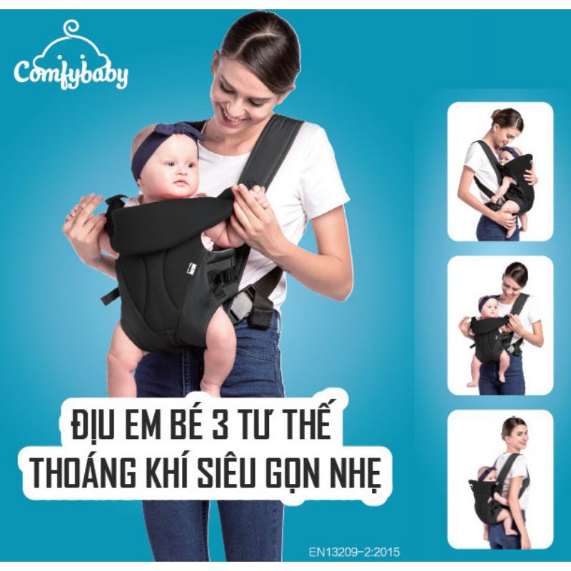 Địu em bé 3 tư thế thoáng khí siêu gọn nhẹ Comfy Baby