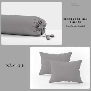 [TẶNG 1 VỎ ÔM] Combo 2 Vỏ Gối Nằm Trơn  Lụa Tencel (C) - À Ơi Concept