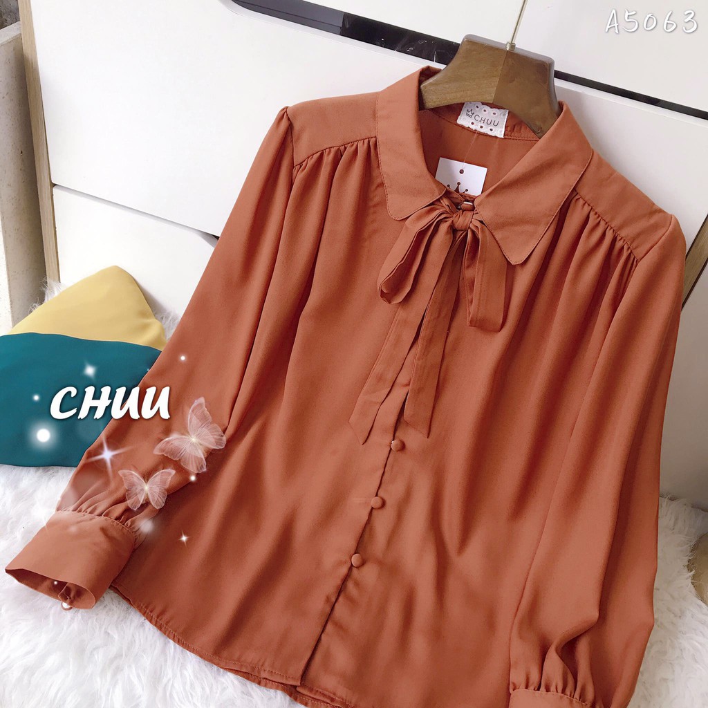 Áo sơ mi tay dài cổ nơ nút bọc Basic CHUU A5063 | BigBuy360 - bigbuy360.vn