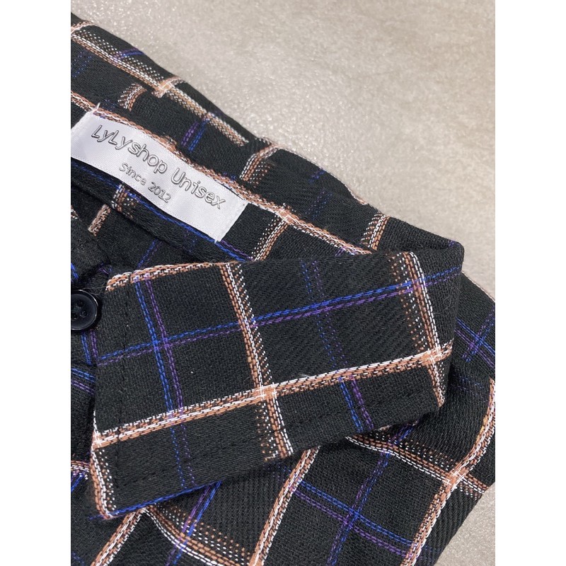 Áo sơ mi nữ form rộng Lylyshop Unisex M01, kiểu sơ mi tay phồng kẻ sọc caro chất kate cotton mềm mịn mặc muà hè - thu | BigBuy360 - bigbuy360.vn