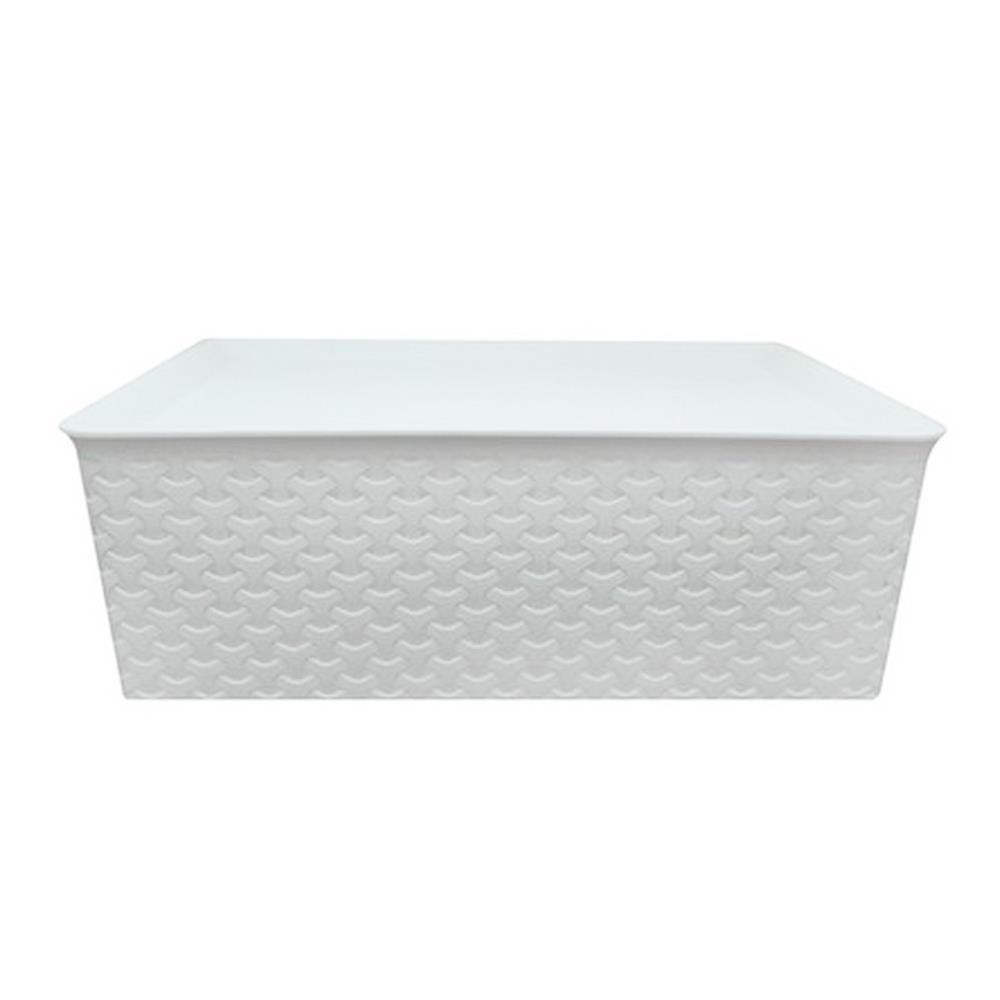 HomeBase API Giỏ đựng quần áo, đựng đồ bằng nhựa có nắp đậy Thái Lan W37.5xD26.5xH14.2 Cm trắng