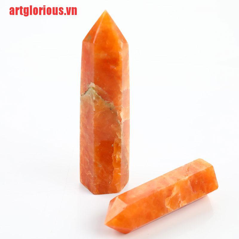 【artglorious】1pc Natural Sunstone Healing Energy Stone Quartz Tower Orange Orn