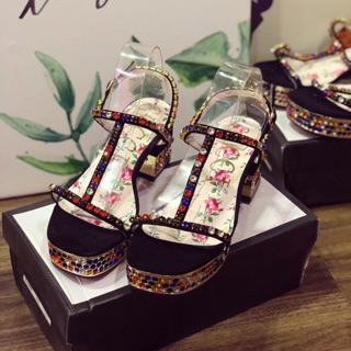 Sandal gc gót vuông đính đá spv fullbox