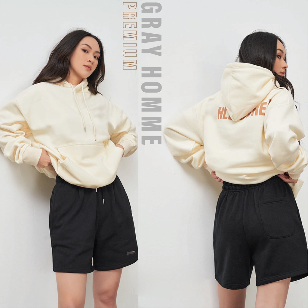 Quần short nỉ Nam Nữ UNISEX Grayhomme chất nỉ Knit CRAB, Quần đùi unisex ống suông nam nữ dày dặn BSN003