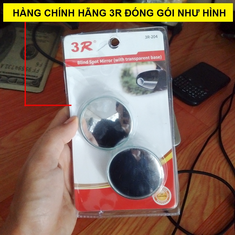 Bộ 2 Gương không viền xóa điểm mù xe hơi - Loại A Cao cấp Xoay 360 Độ