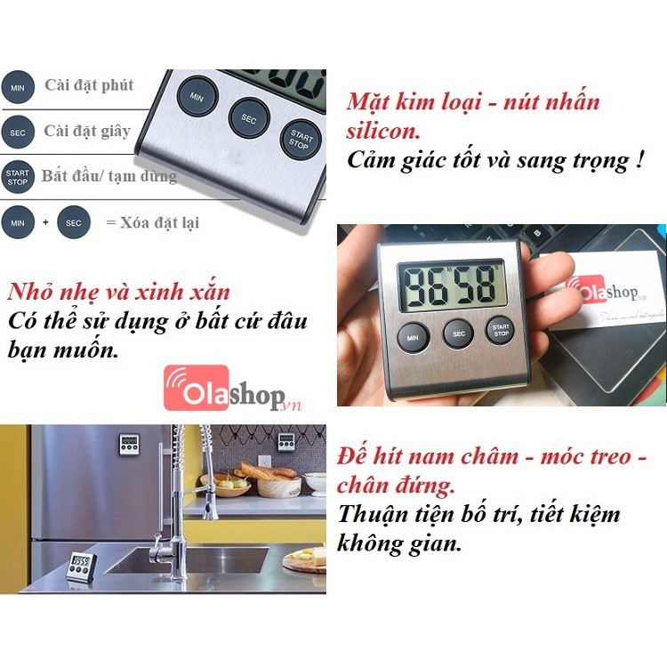Đồng hồ bấm giờ hẹn giờ nấu ăn điện tử