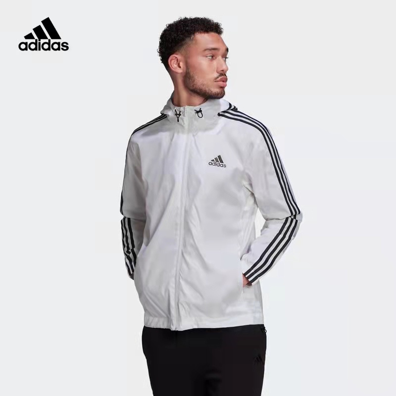 Áo Khoác Gió Adidas Màu Trơn Phối Khóa Kéo Thời Trang Cho Cặp Đôi