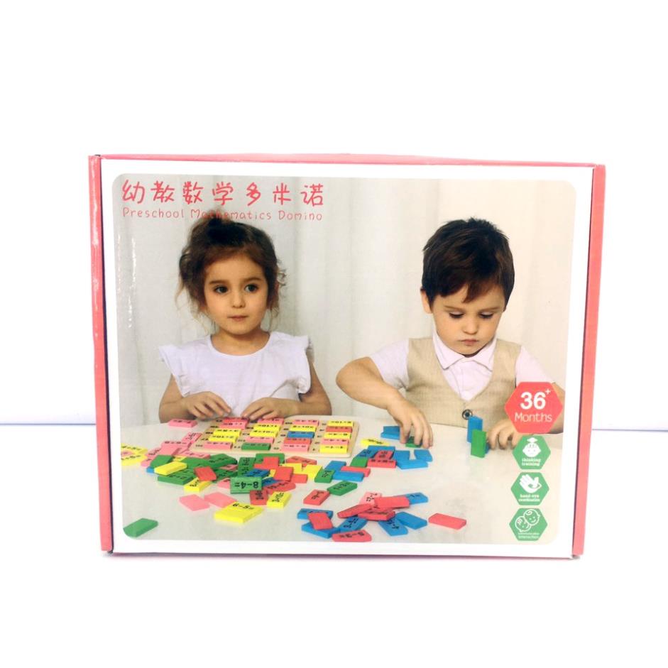 [Mã BMBAU50 giảm 10% đơn 99k] Đồ Chơi Gỗ Bapkids, Bộ Domino 100 chi tiết toán học