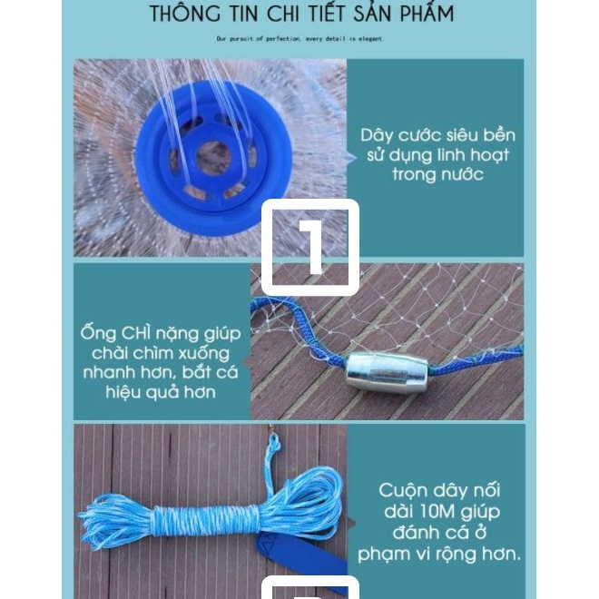 Chài cá thông minh X2000, chài cước rút đánh bắt cá 4.2m ném nhẹ là tự bung cước dẻo dai chịu lực cao cấp