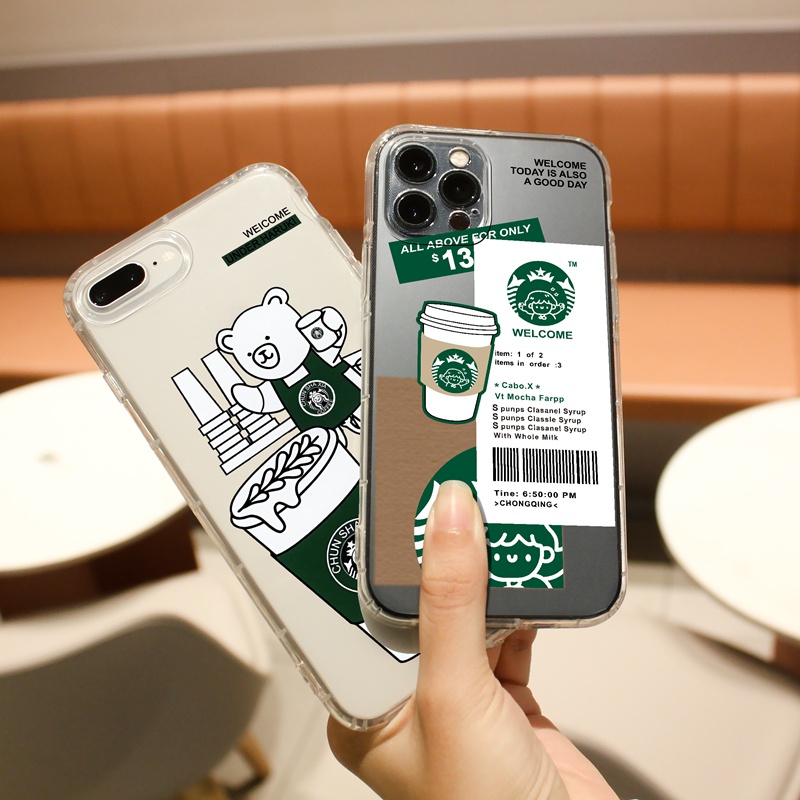 Ốp lưng iphone Ốp điện thoại SUNTAIHO TPU hình gấu viền vuông IPhone 13 12 11 Pro Max X Xs Max XR 8 7 6 6S Plus