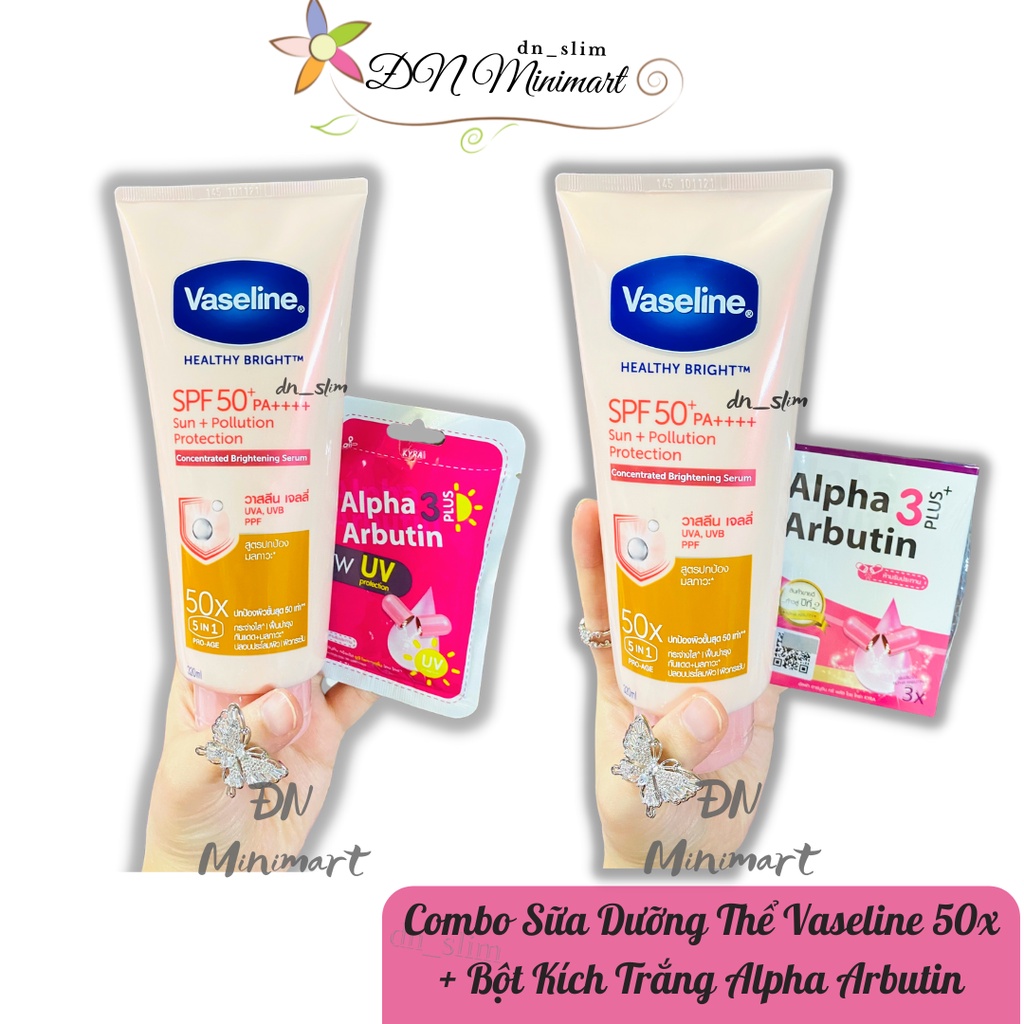 Combo Sữa Dưỡng Thể Chống Nắng Vaseline 50X Thái Lan 320ml SPF50++ Dưỡng Ẩm Trắng Da Body Ngày, Đêm