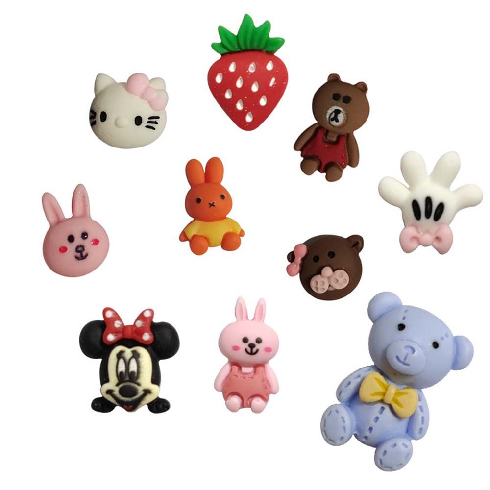 [Hàng mới về] Set 10 Phụ Kiện Trang Trí Móng Tay Hình Thỏ/Gấu Hoạt Hình 3D Diy
