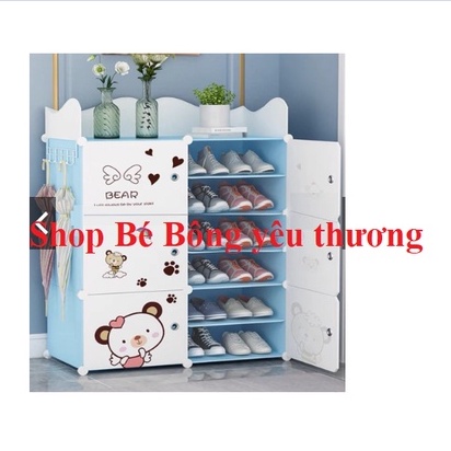 Tủ nhựa lắp ghép để giày dép, 6 ô, mỗi ô chia được 2 ngăn, mỗi ngăn để được 2 đôi, Tổng để được 6*2*2 = 24 đôi giày