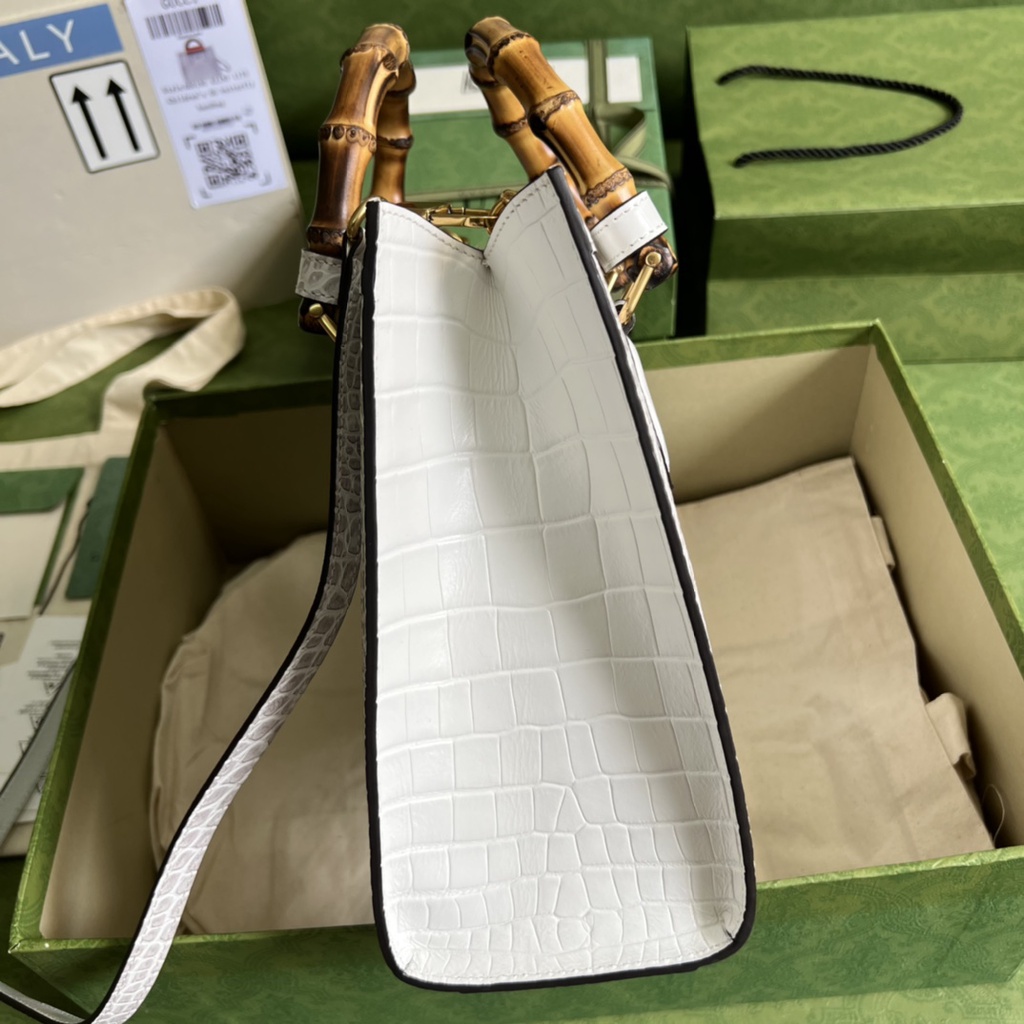 Túi xách quai trúc nữ da thật thời trang cao cấp Gucci GG GC thiết kế vân da ca sấu bạch tạng