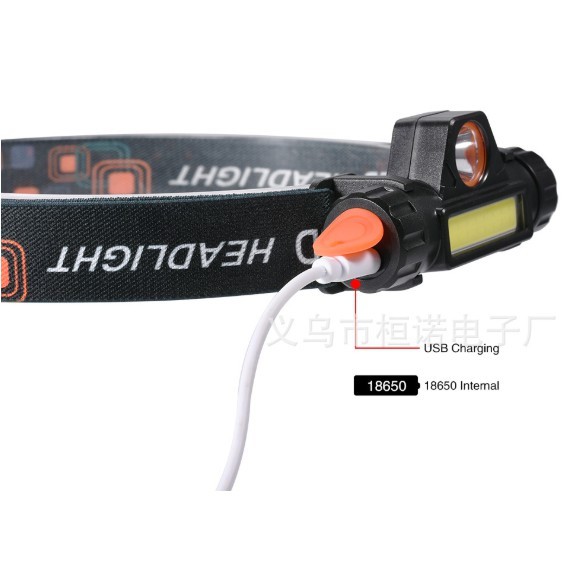 Đèn pin siêu sáng - Đèn pin led đội đầu 3 chế độ sáng kim 2 bóng led B6, loại pin sạc mẫu mới hiện đại nhất