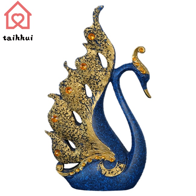 Set 2 Thiên Nga Bằng Nhựa Resin Dùng Trang Trí Phòng Khách/Bàn Làm Việc