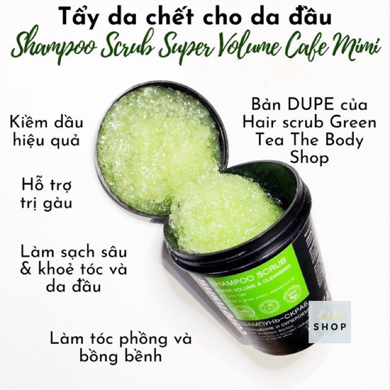 Tẩy da chết da đầu cafe mimi 330g shampoo scrub volume làm sạch sâu, ngừa tóc bết, kiềm dầu