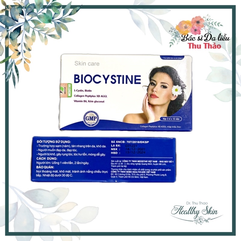 [60 viên] VIÊN UỐNG HỖ TRỢ GIẢM MỤN SÁNG DA BIOCYSTINE