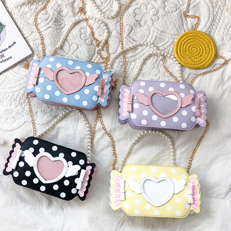 Túi Đeo Chéo Vai Trong Suốt Họa Tiết Chấm Bi Đính Ngọc Trai Dành Cho Nữ