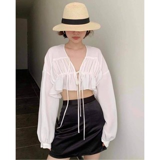 Áo trắng kiểu cột nơ ngực - canon top