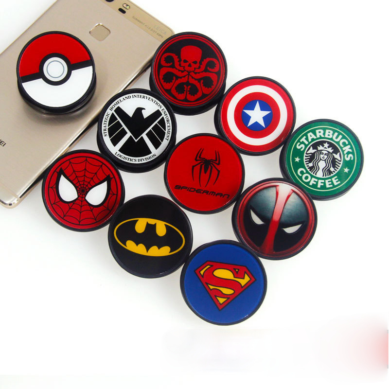 DC Marvel Logo Capatain America Batman Pokemon Mobile Phone Air Bag Expanding Fold Pocket  Desktop Stand Bracket