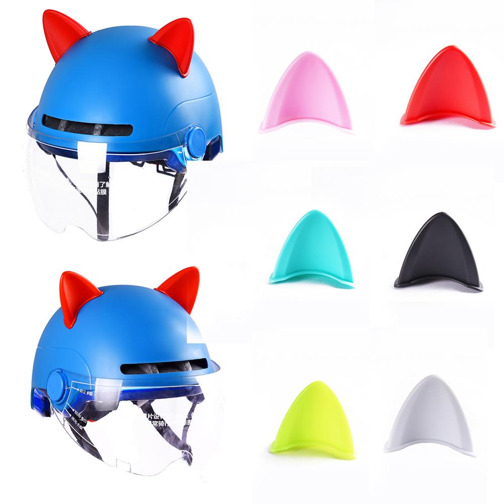 Set 2 miếng dán trang trí mũ bảo hiểm hình tai mèo bằng TPU nhiều màu dễ thương