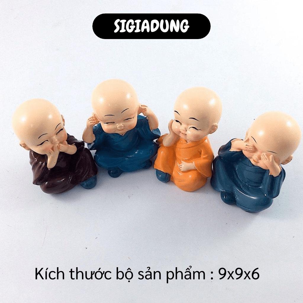 [SGD] Tượng Chú Tiểu - Combo 4 Tượng Hòa Thượng Trang Trí Xe Hơi, Bàn Làm Việc, Tứ Không 3437